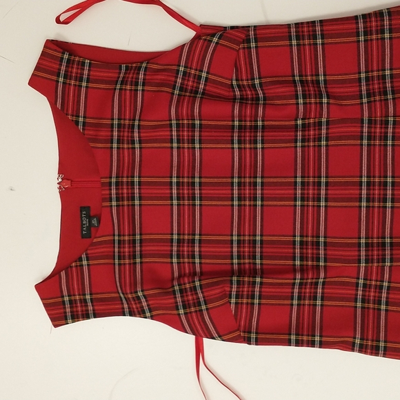 Red Plaid Jumper Ruffle Hem NWT Talbots mrk2P fit4 see Measurements Midi Stewart - Picture 10 of 11